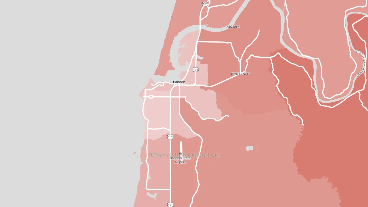 Bandon, OR block-group political-lean map