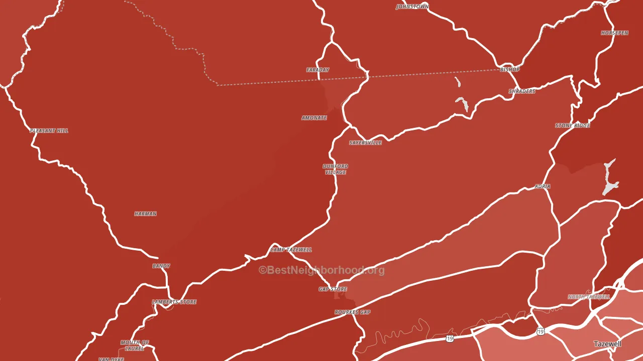 Bandy, VA block-group political-lean map