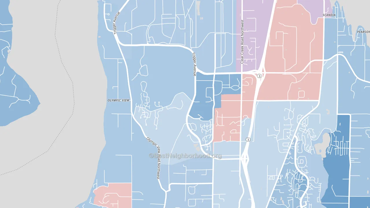 Bangor Base, WA block-group political-lean map