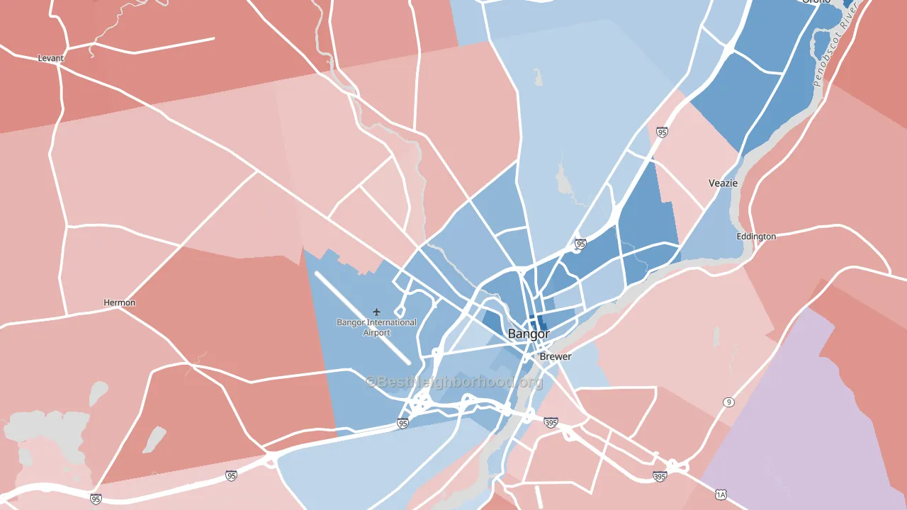 Bangor, ME block-group political-lean map