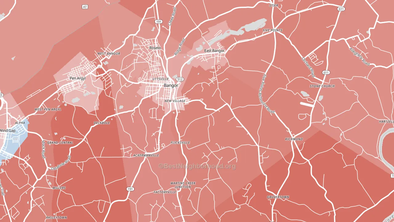 Bangor, PA block-group political-lean map