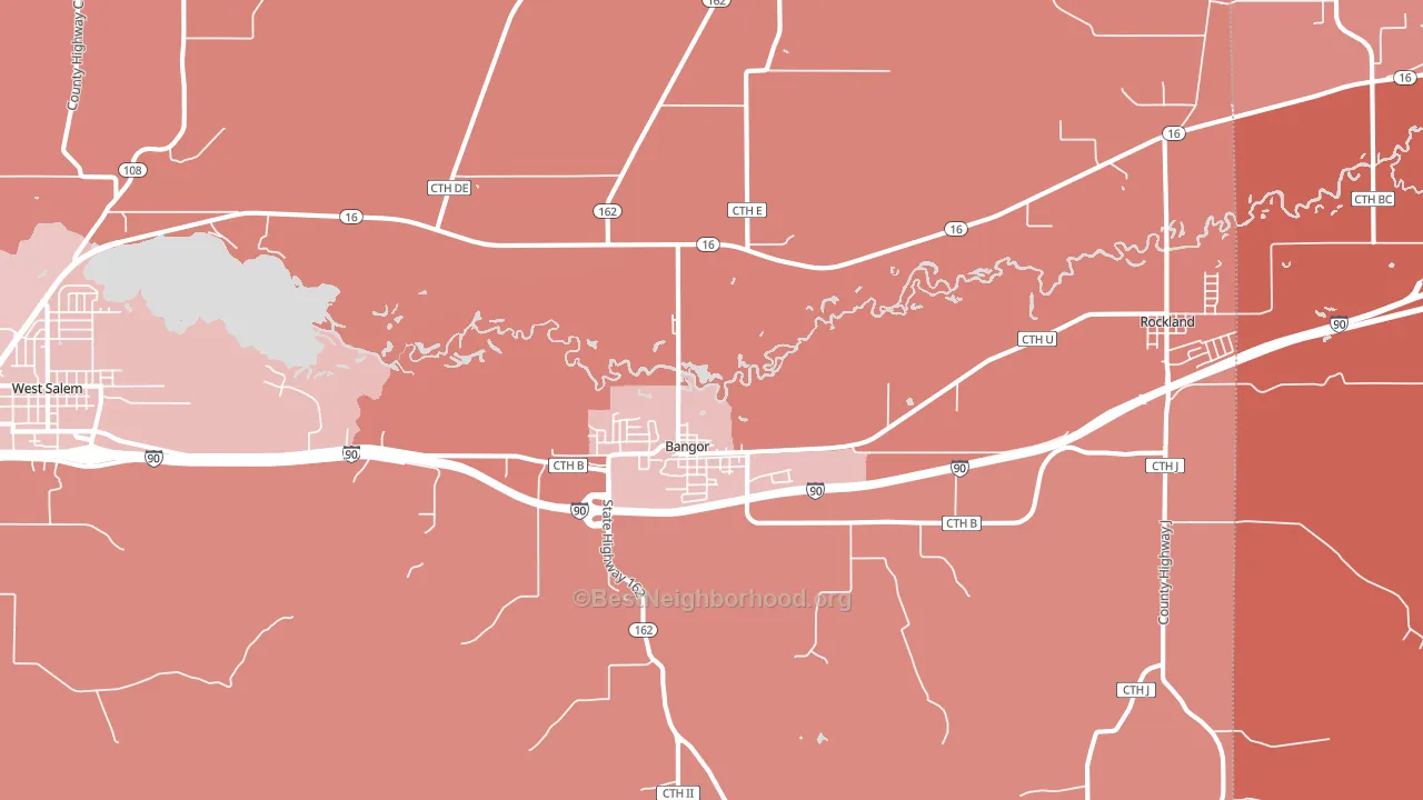 Bangor, WI block-group political-lean map
