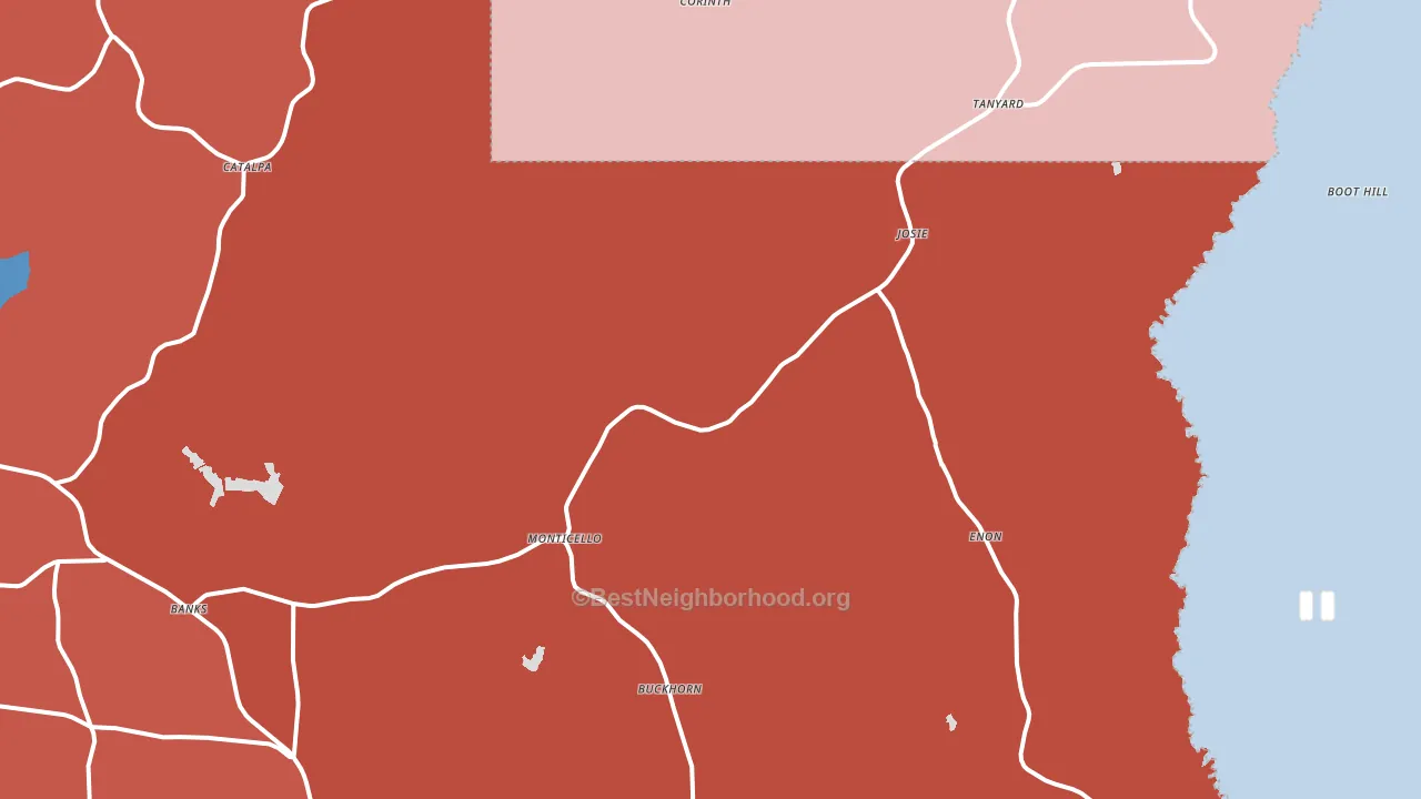 Banks, AL block-group political-lean map