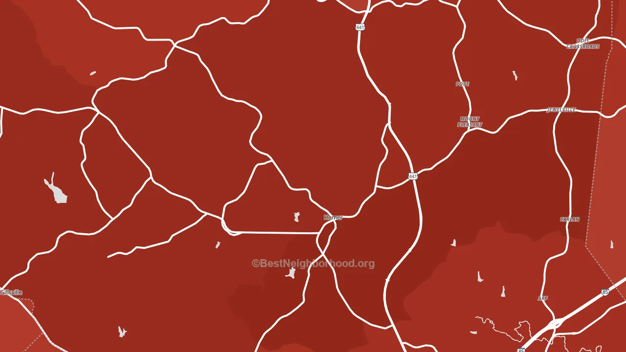 Banks County, GA block-group political-lean map