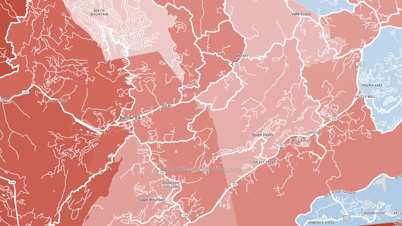 Banner Elk, NC block-group political-lean map