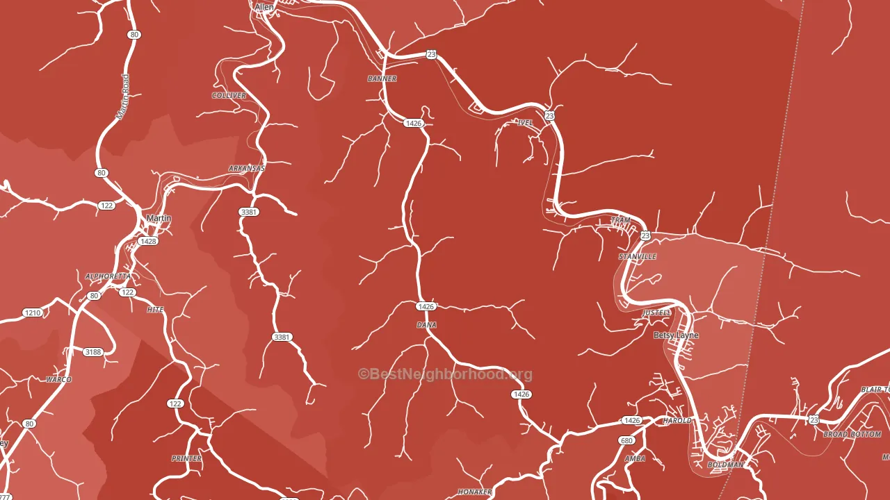Banner, KY block-group political-lean map