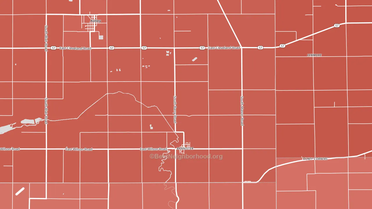 Bannister, MI block-group political-lean map