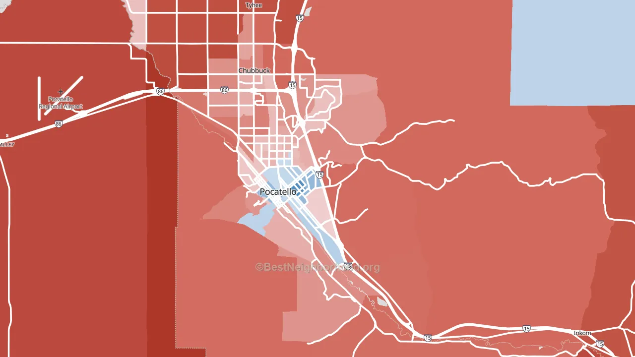Bannock County, ID block-group political-lean map