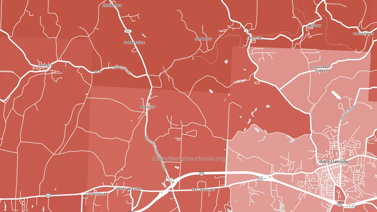 Bannock, OH block-group political-lean map