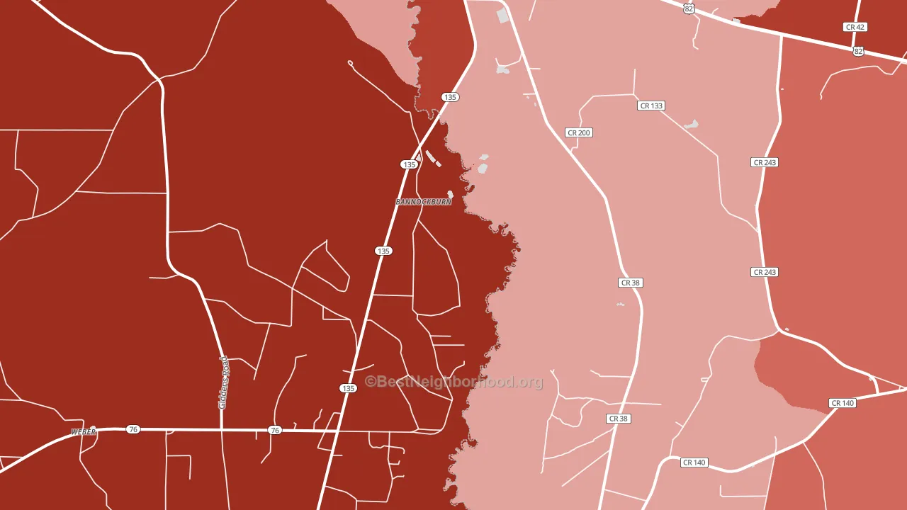 Bannockburn, GA block-group political-lean map
