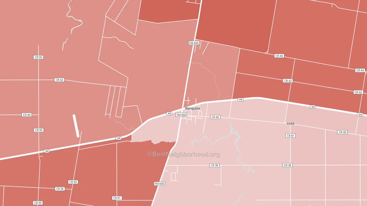 Banquete, TX block-group political-lean map