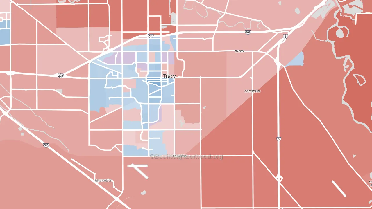 Banta, CA block-group political-lean map