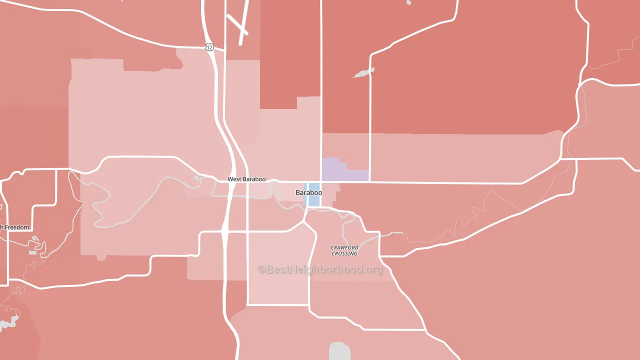 Baraboo, WI block-group political-lean map