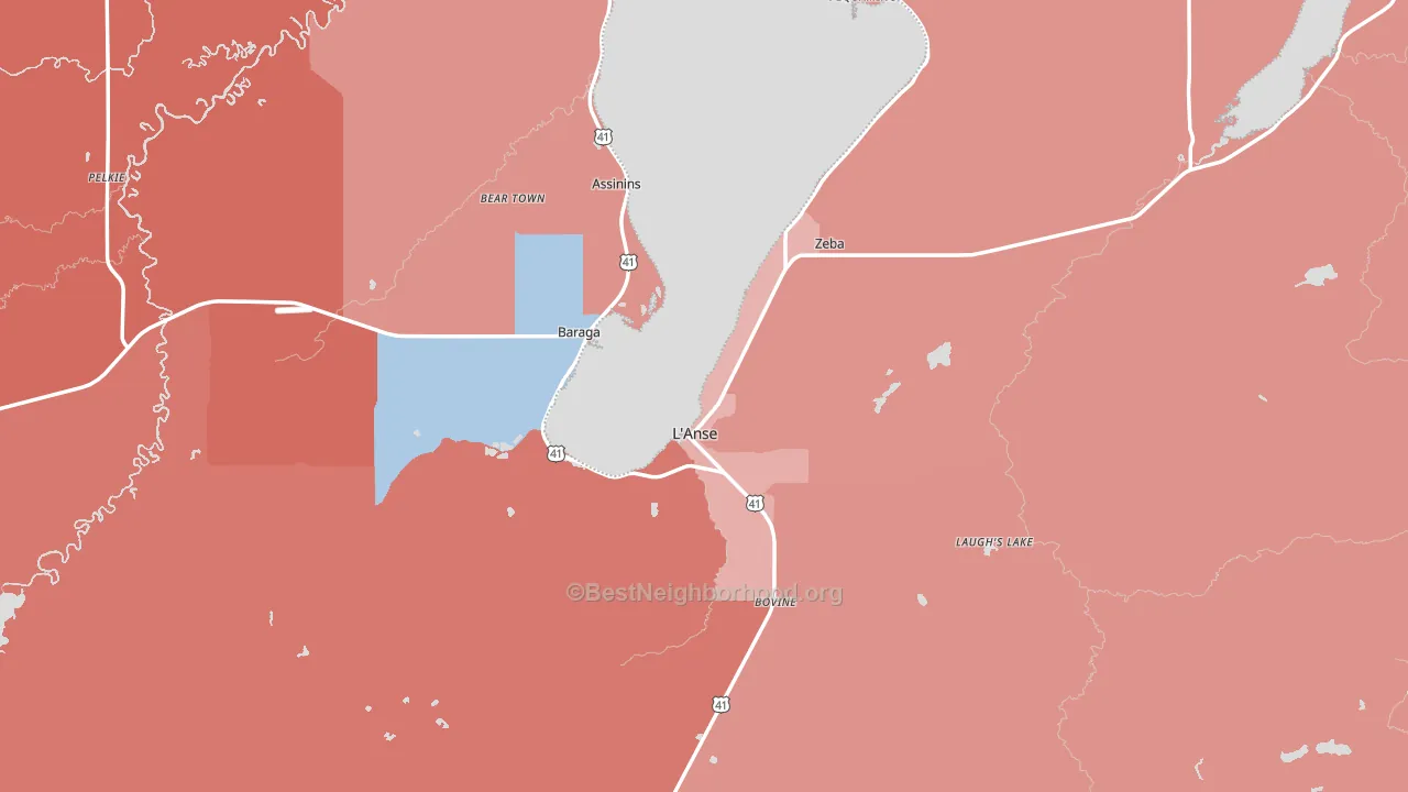 Baraga County, MI block-group political-lean map