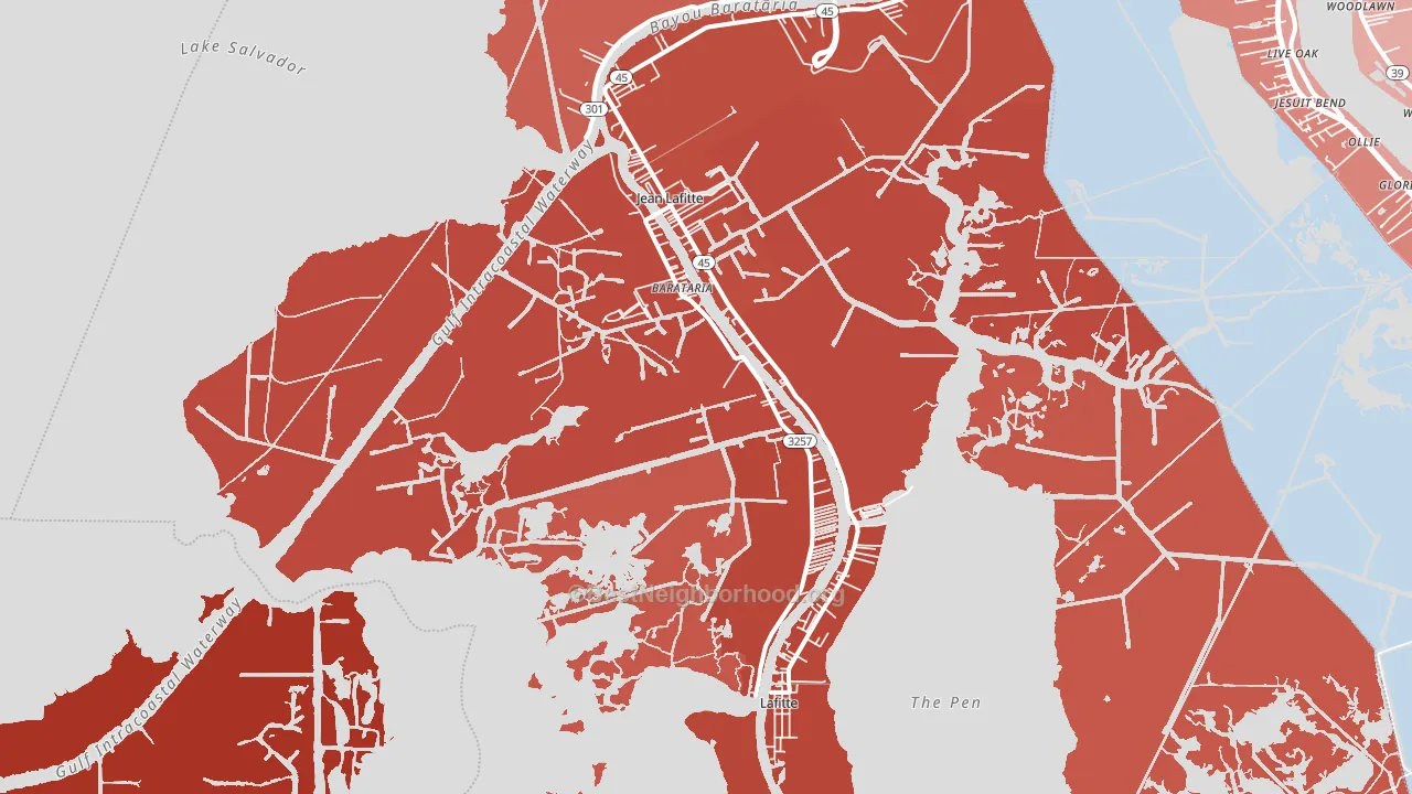 Barataria, LA block-group political-lean map