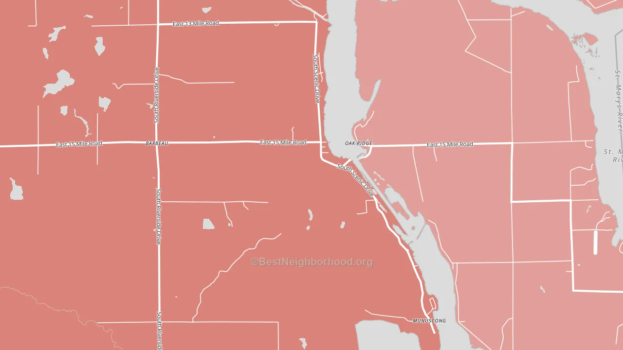 Barbeau, MI block-group political-lean map