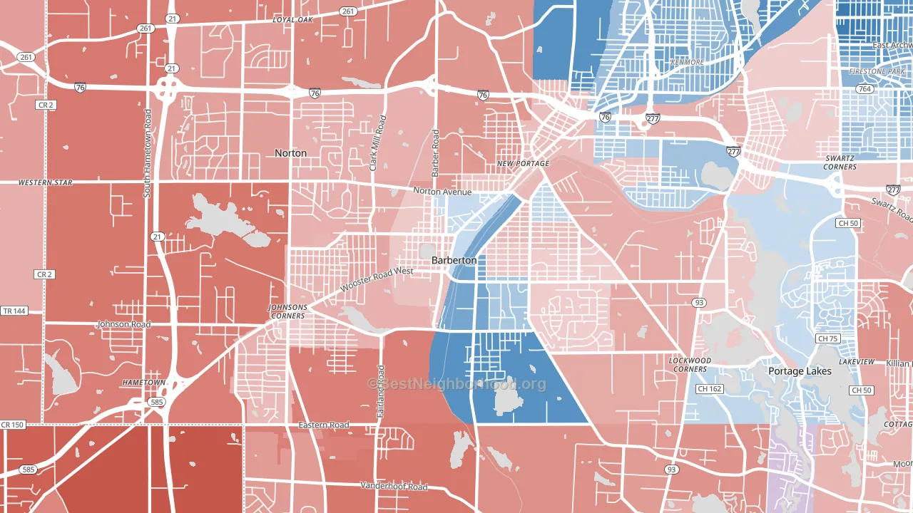 Barberton, OH block-group political-lean map