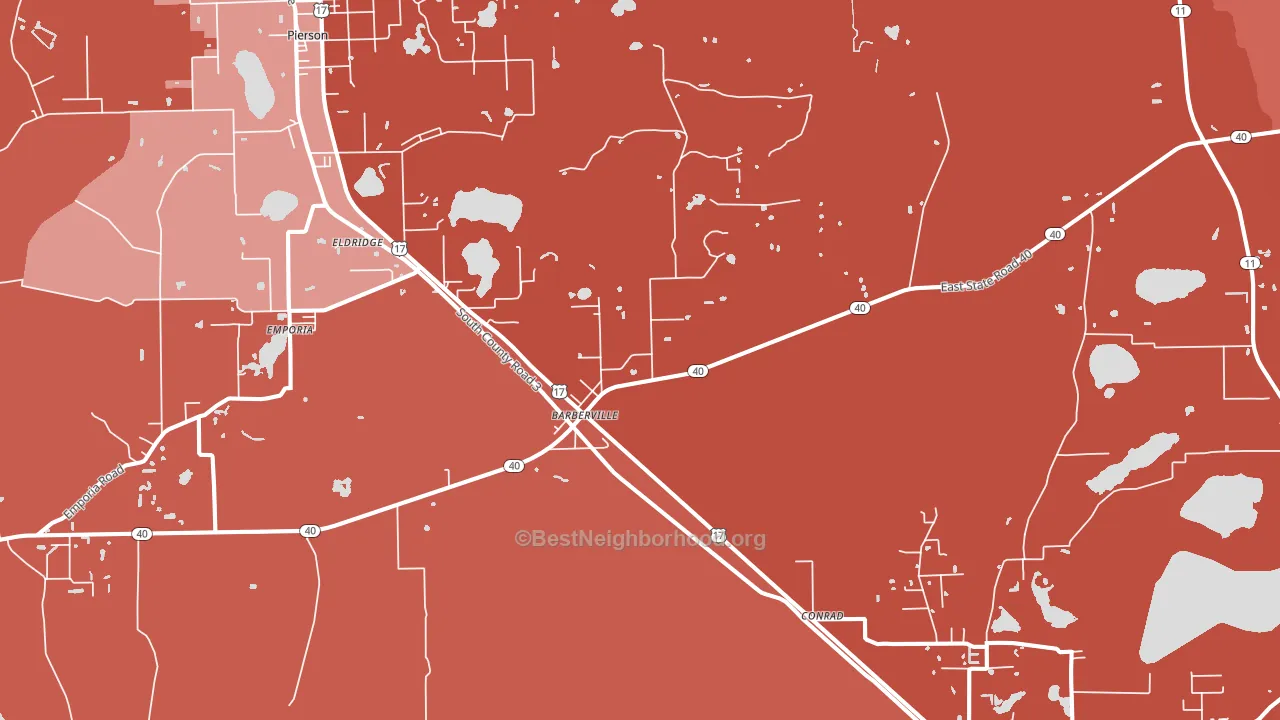 Barberville, FL block-group political-lean map