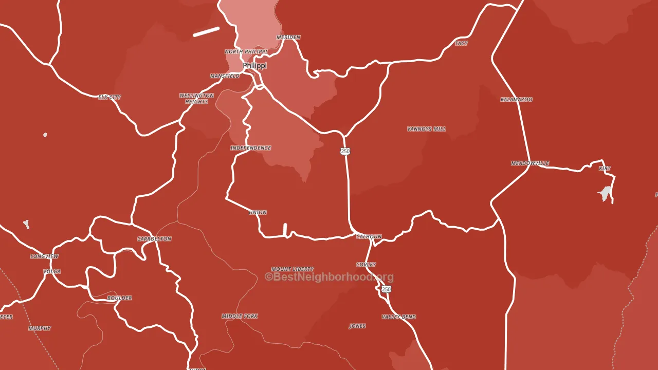 Barbour County, WV block-group political-lean map