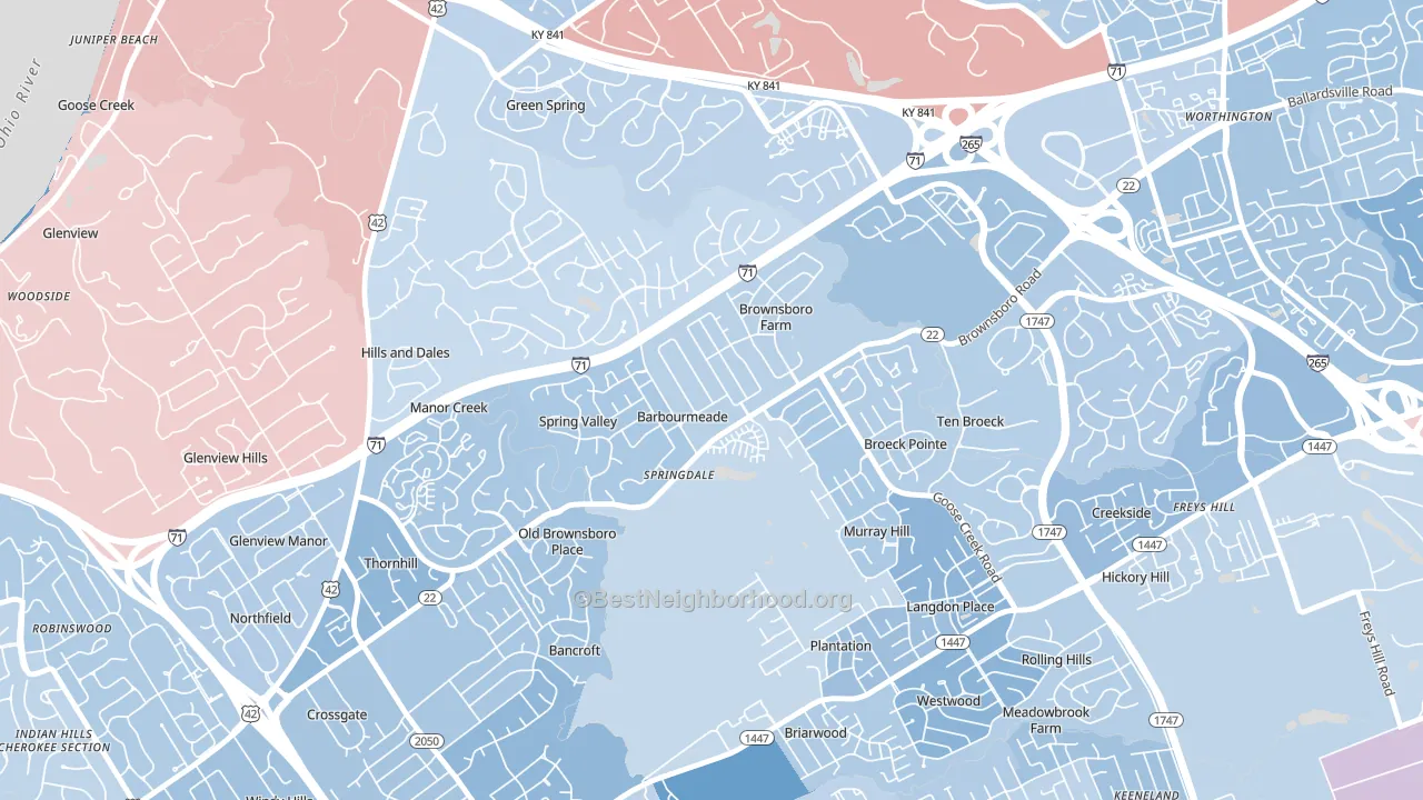 Barbourmeade, KY block-group political-lean map