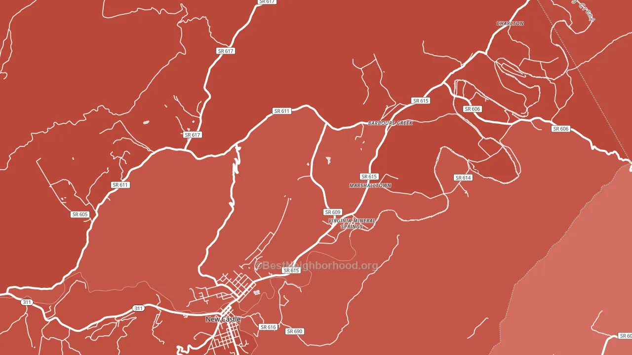 Barbours Creek, VA block-group political-lean map