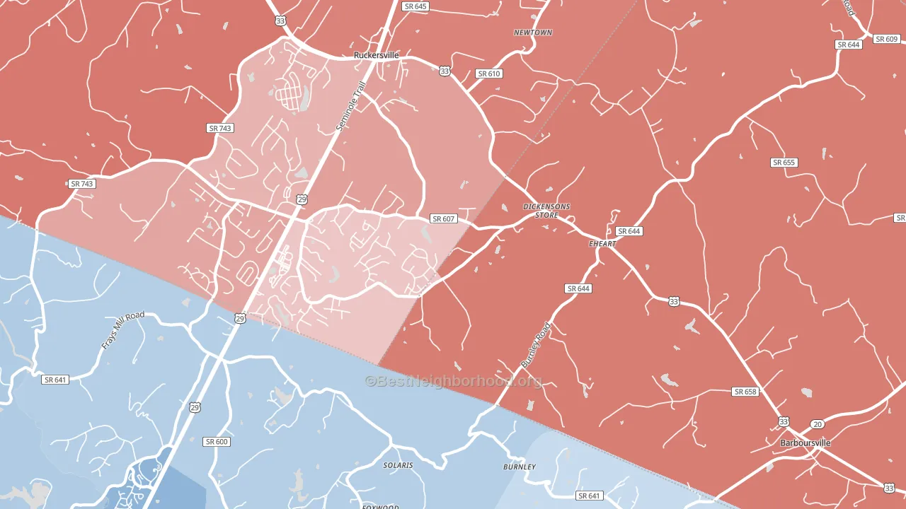 Barboursville, VA block-group political-lean map