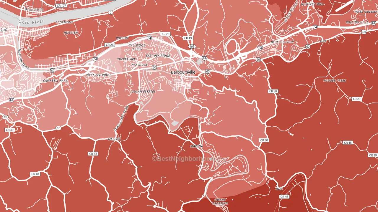 Barboursville, WV block-group political-lean map