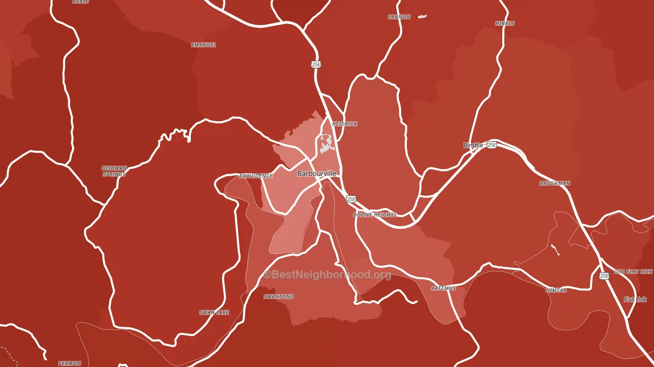 Barbourville, KY block-group political-lean map