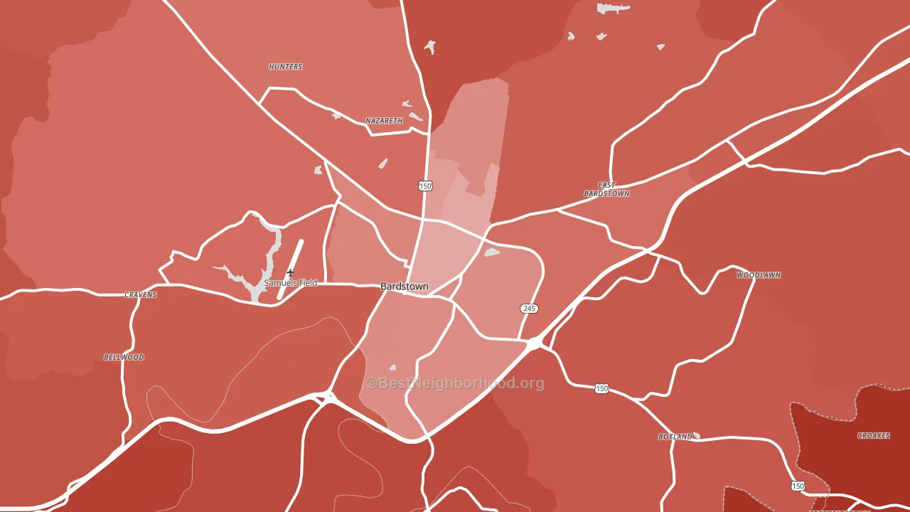 Bardstown, KY block-group political-lean map