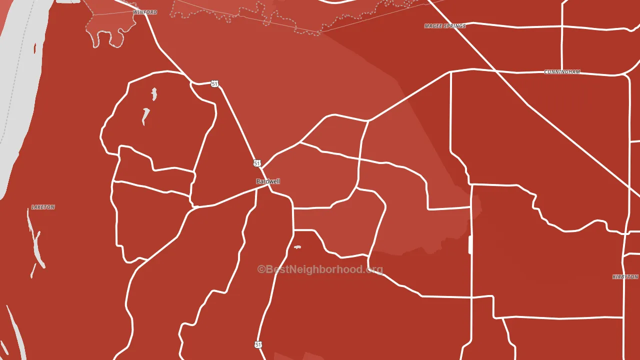 Bardwell, KY block-group political-lean map