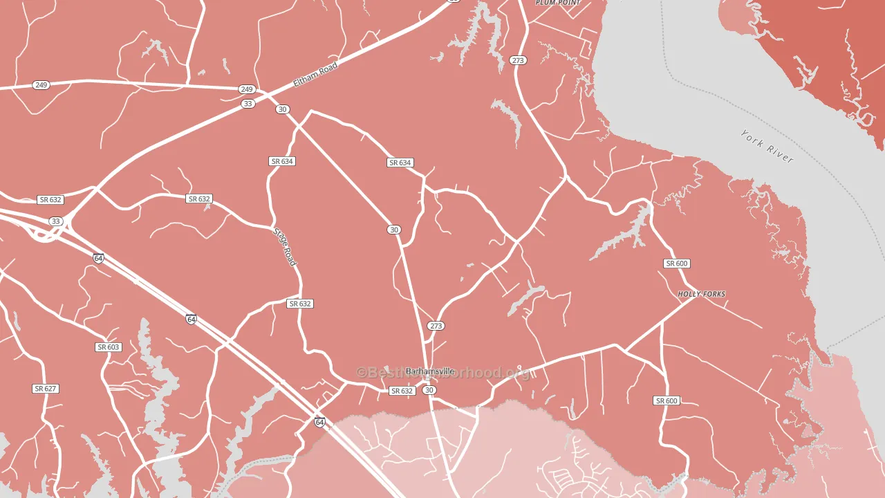 Barhamsville, VA block-group political-lean map