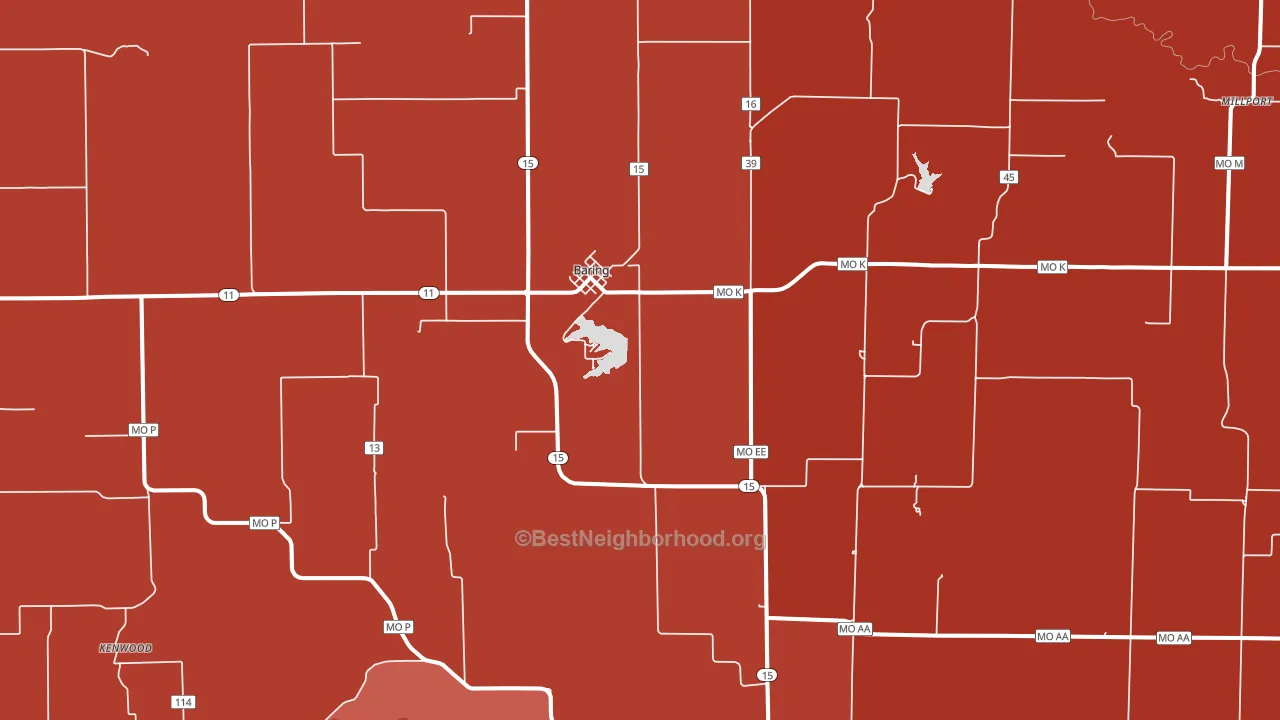 Baring, MO block-group political-lean map