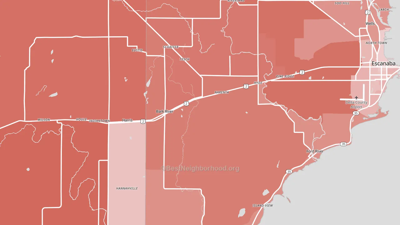 Bark River, MI block-group political-lean map