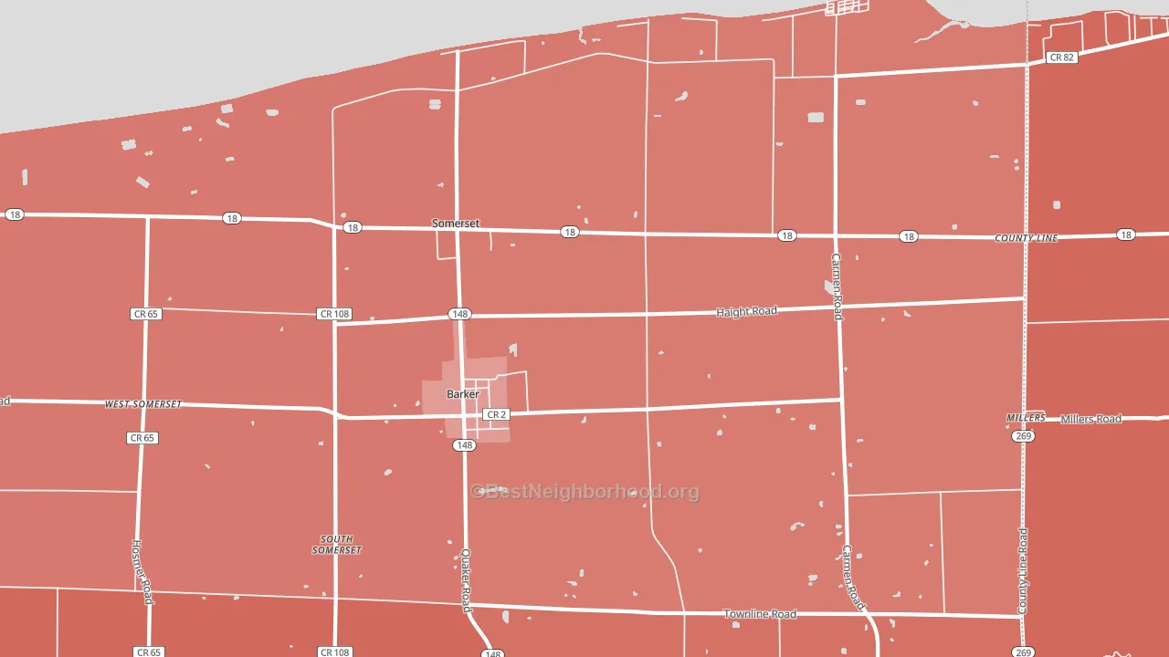 Barker, NY block-group political-lean map