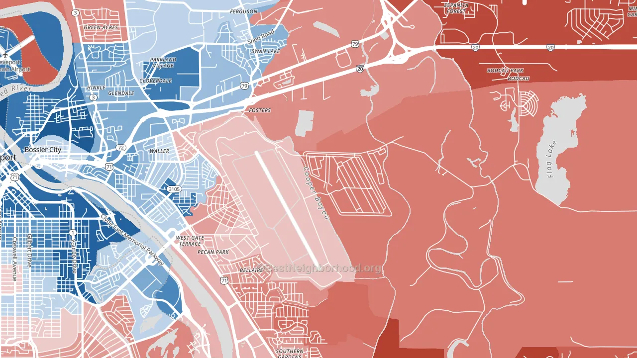 Barksdale Afb, LA block-group political-lean map