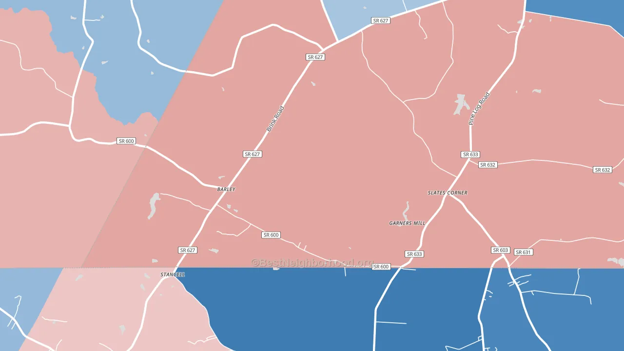 Barley, VA block-group political-lean map