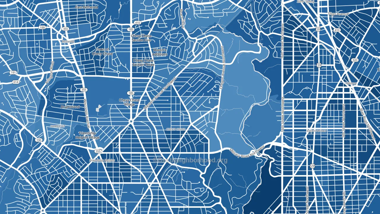 Barnaby Woods, Washington, DC block-group political-lean map