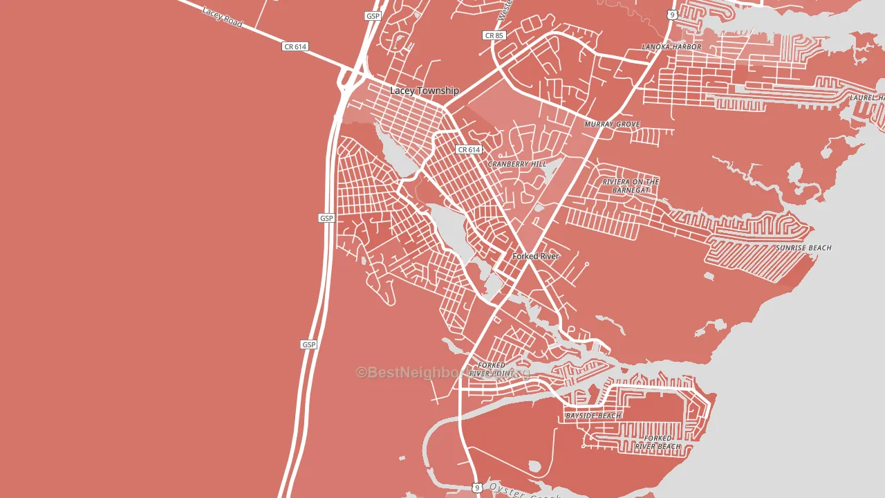 Barnegat Pines, Forked River, NJ block-group political-lean map