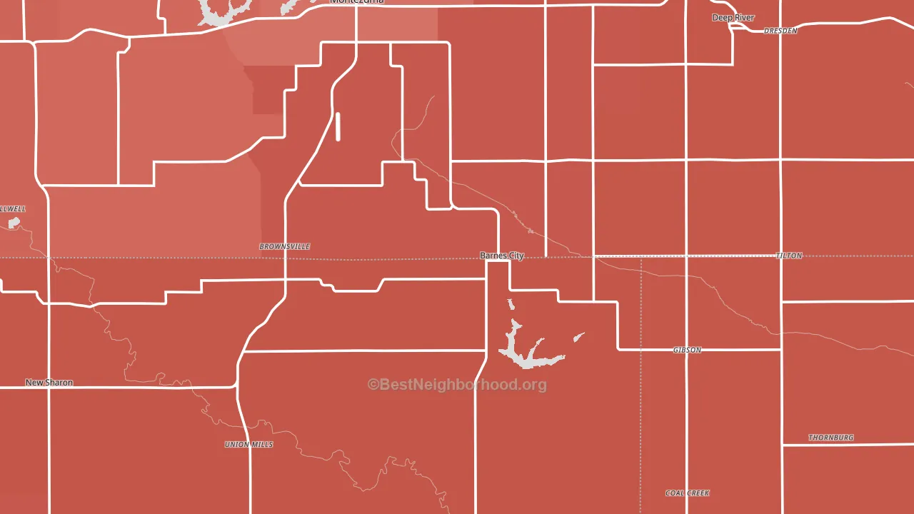 Barnes City, IA block-group political-lean map