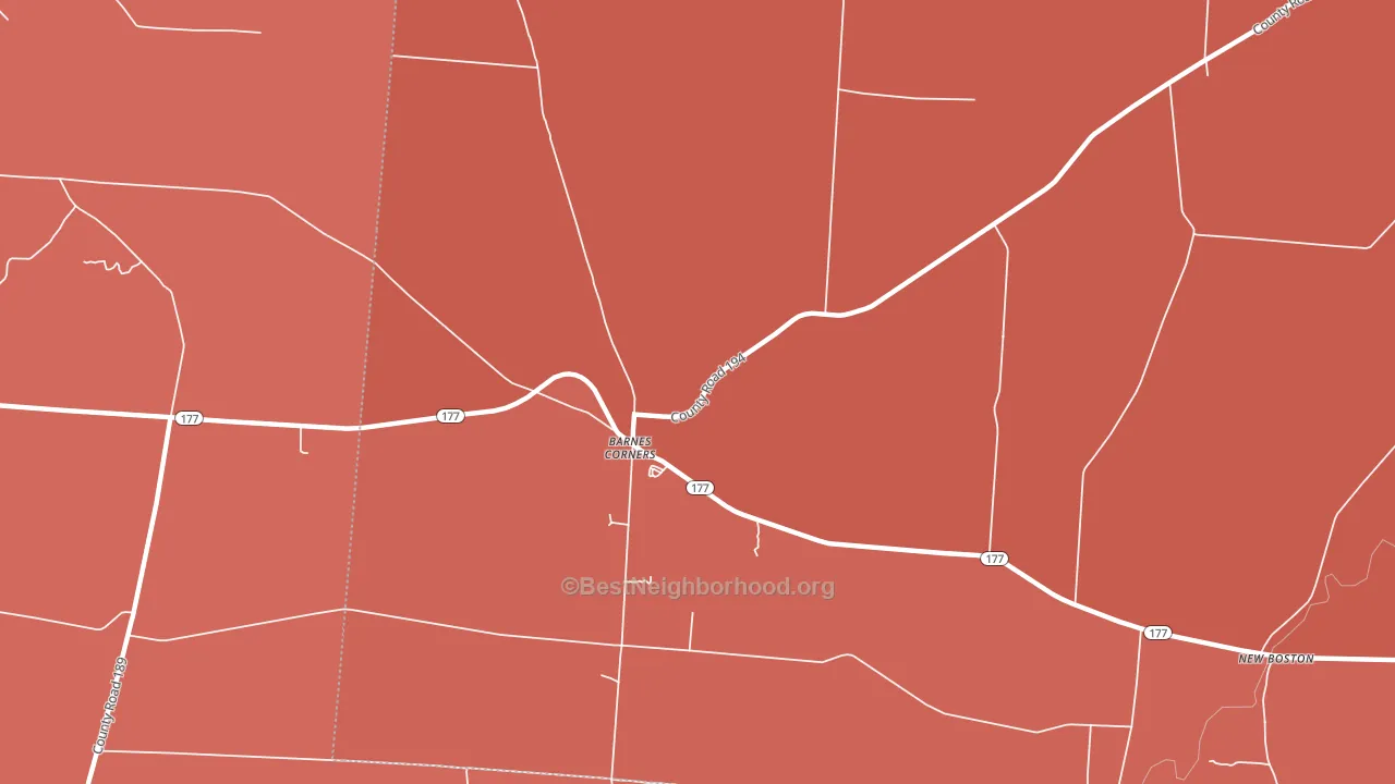 Barnes Corners, NY block-group political-lean map