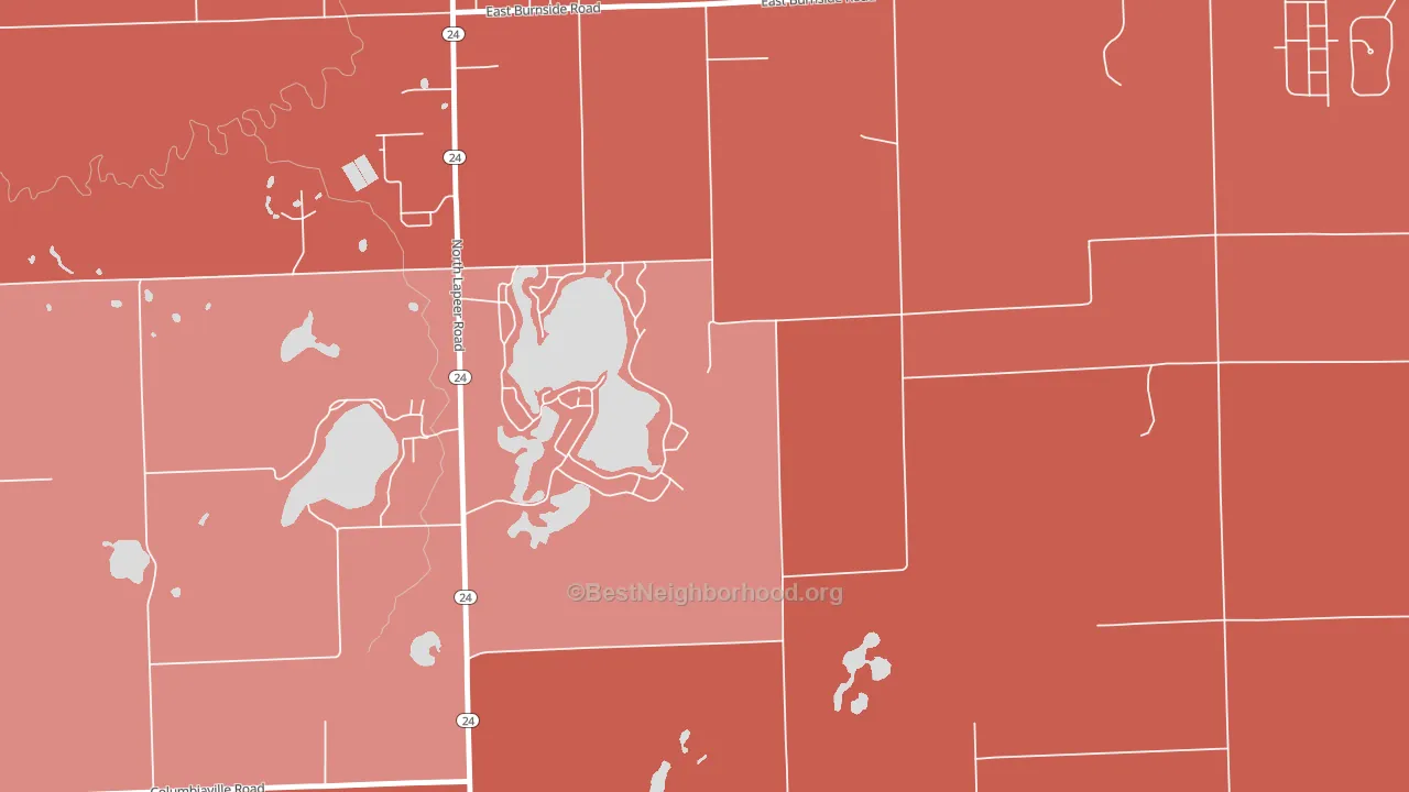 Barnes Lake-Millers Lake, MI block-group political-lean map