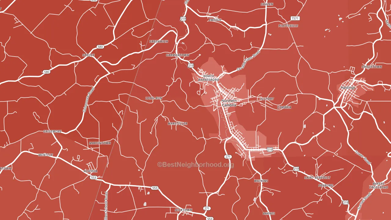 Barnesboro, PA block-group political-lean map
