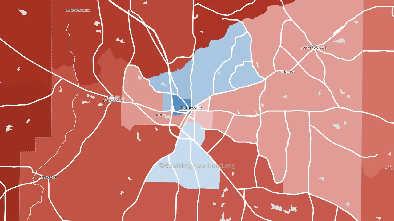 Barnesville, GA block-group political-lean map