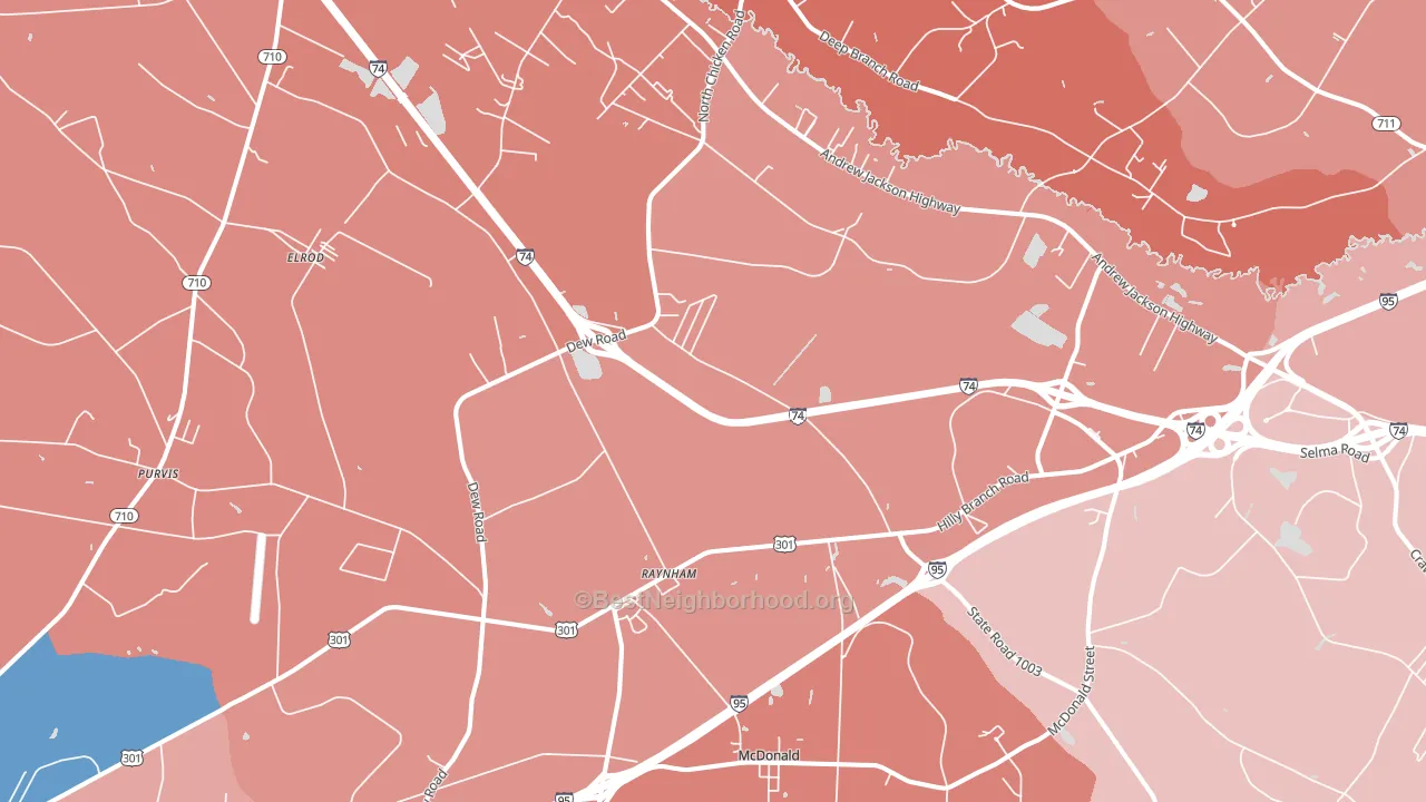 Barnesville, NC block-group political-lean map