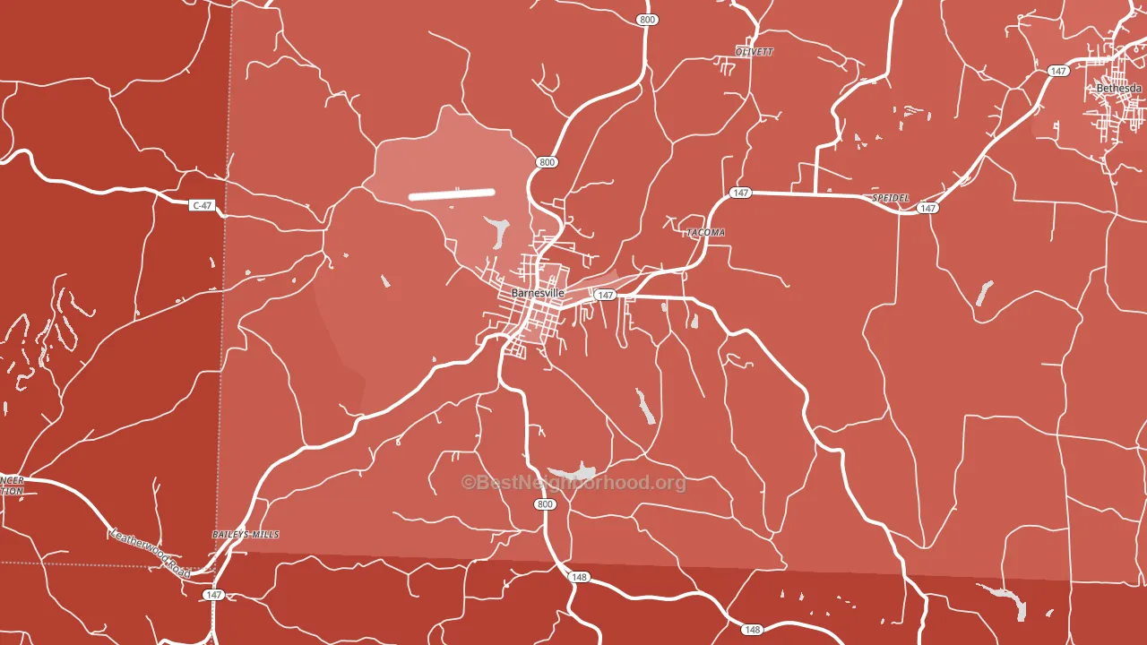 Barnesville, OH block-group political-lean map