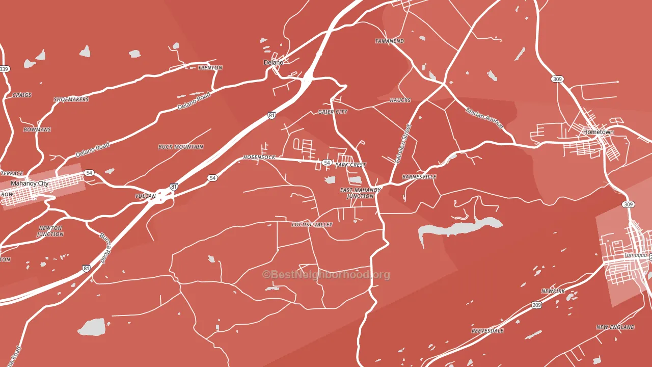 Barnesville, PA block-group political-lean map