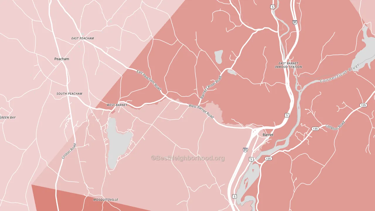 Barnet, VT block-group political-lean map