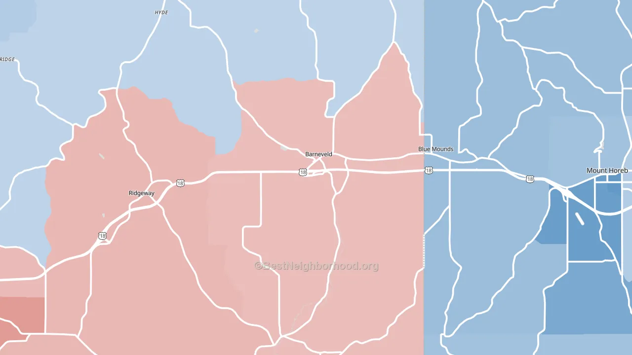 Barneveld, WI block-group political-lean map