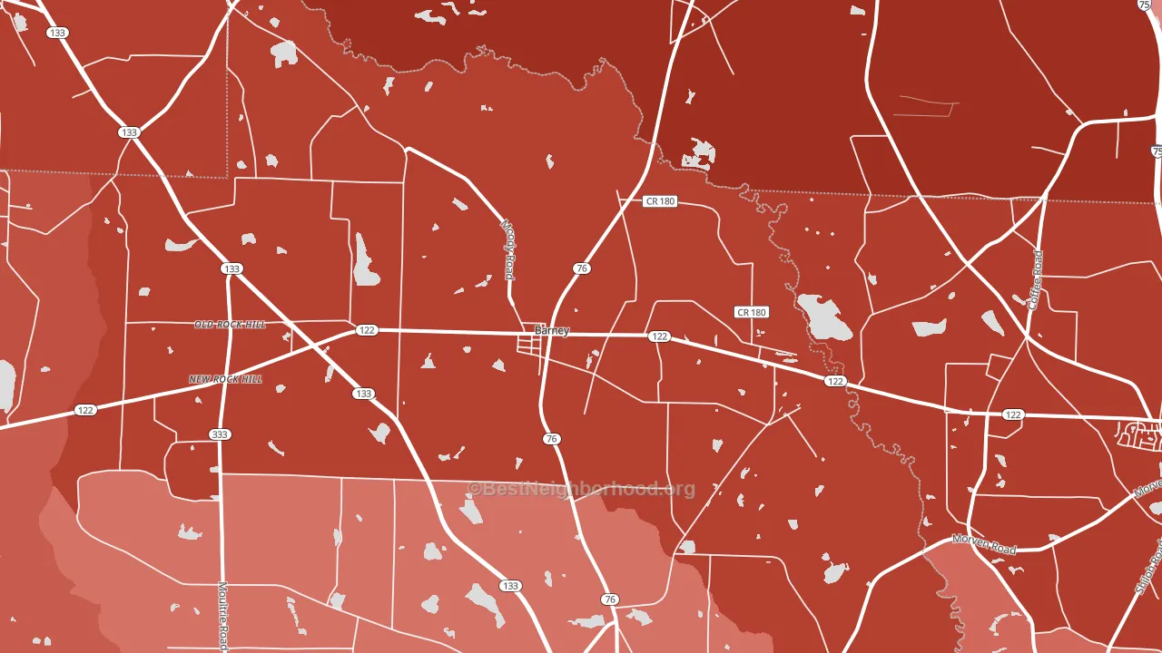 Barney, GA block-group political-lean map