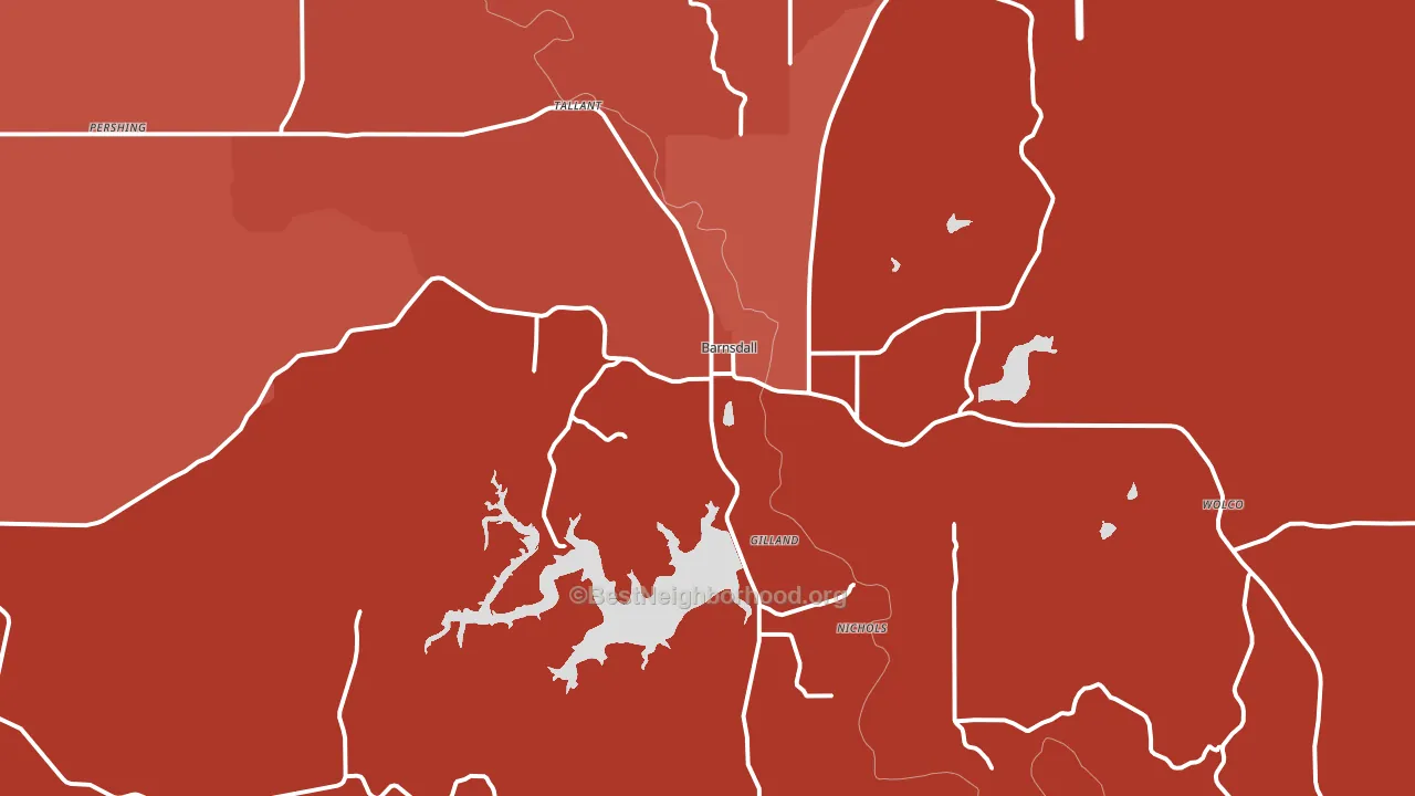 Barnsdall, OK block-group political-lean map